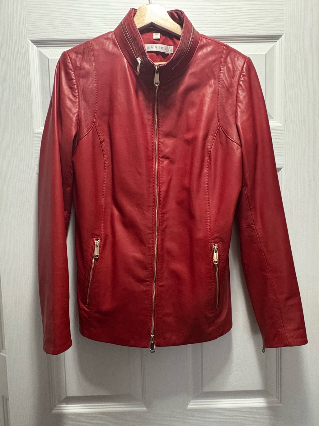Danier Women's Red Leather Zip Jacket